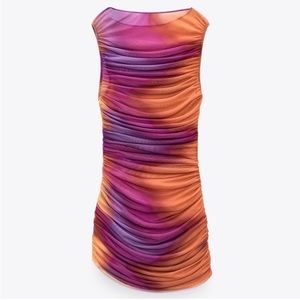 ZARA DRAPED TULLE DRESS - PINK